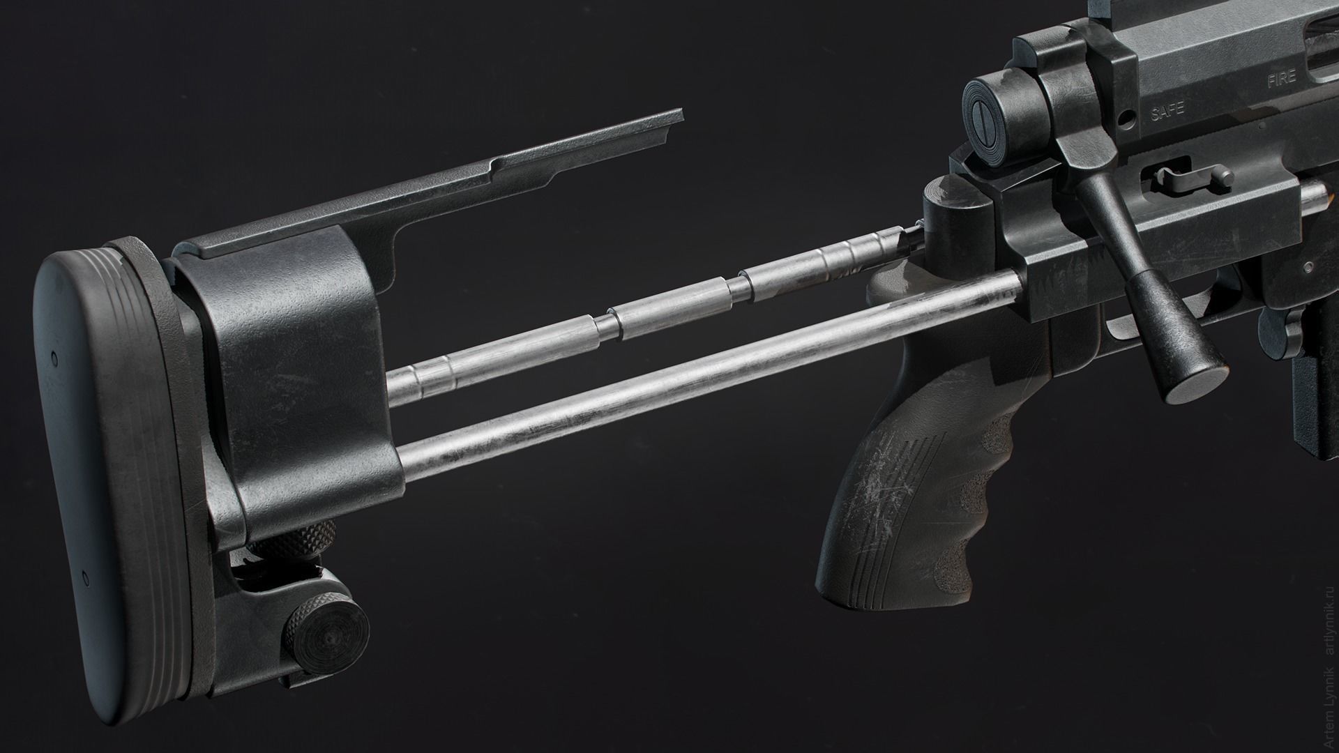 CheyTac M200 Intervention Sniper Rifle Low-poly 3D model_6