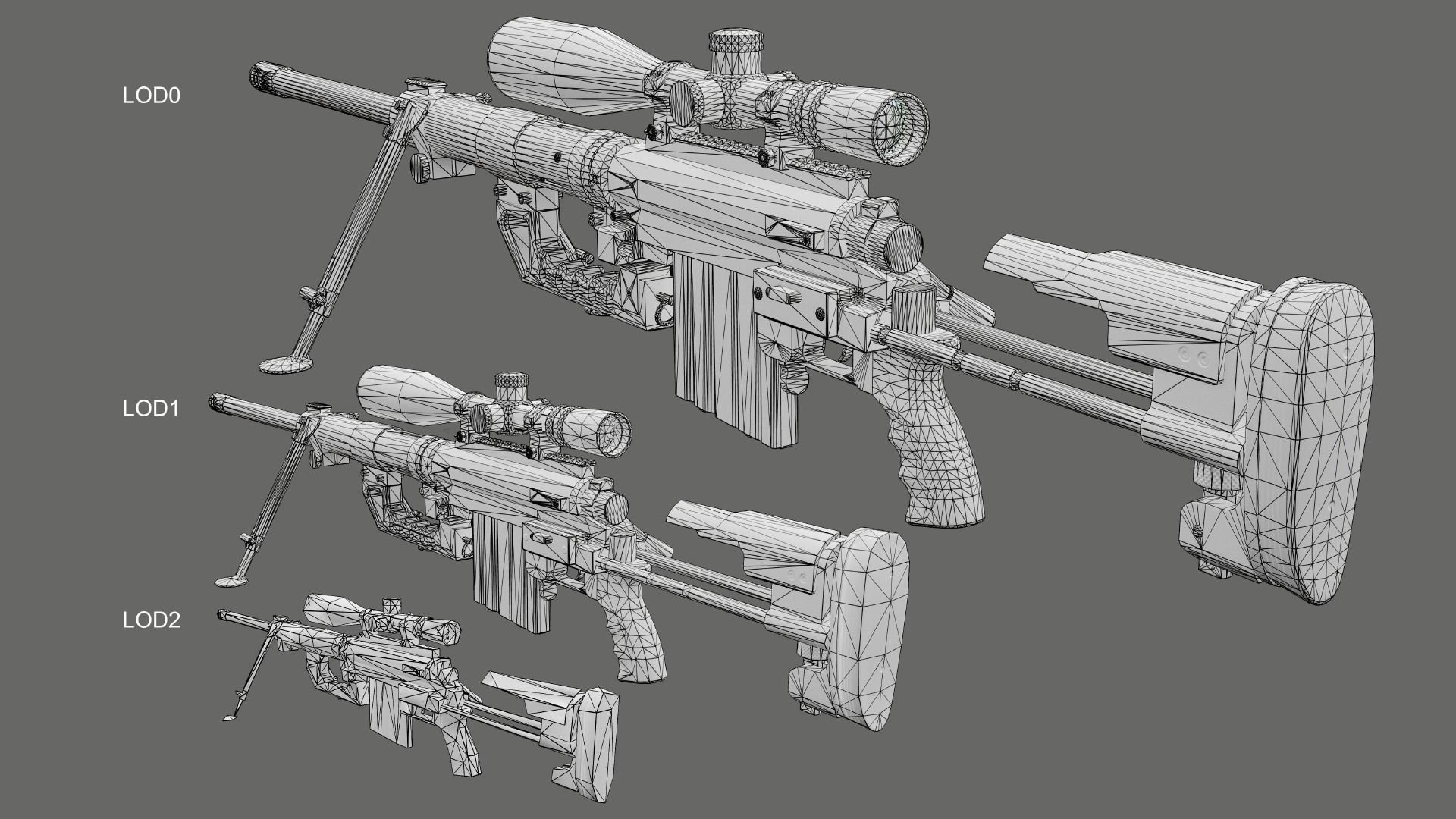 CheyTac M200 Intervention Sniper Rifle Low-poly 3D model_15