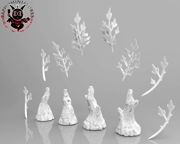 Tree Terrain- Modular Trees for miniature basing 3D print model