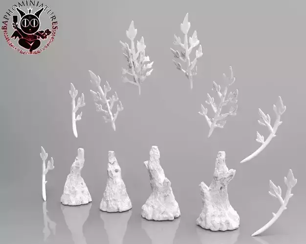Tree Terrain- Modular Trees for miniature basing 3D print model
