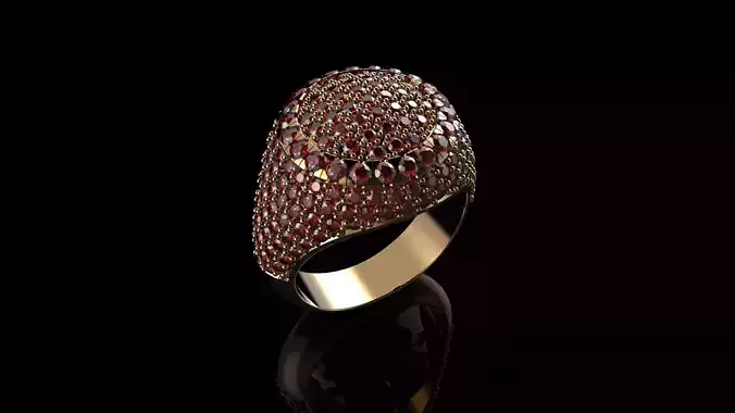 Mens Ring Red Ruby Crystal Gold 3D print model