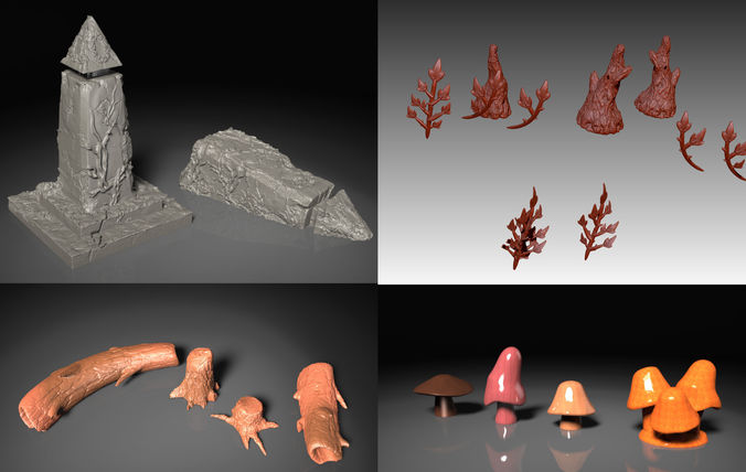 Fantasy Elf Forest Basing Details Pack 3D print model