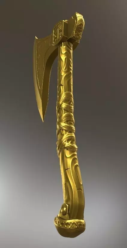 Nordic Gold Axe 3D model_0
