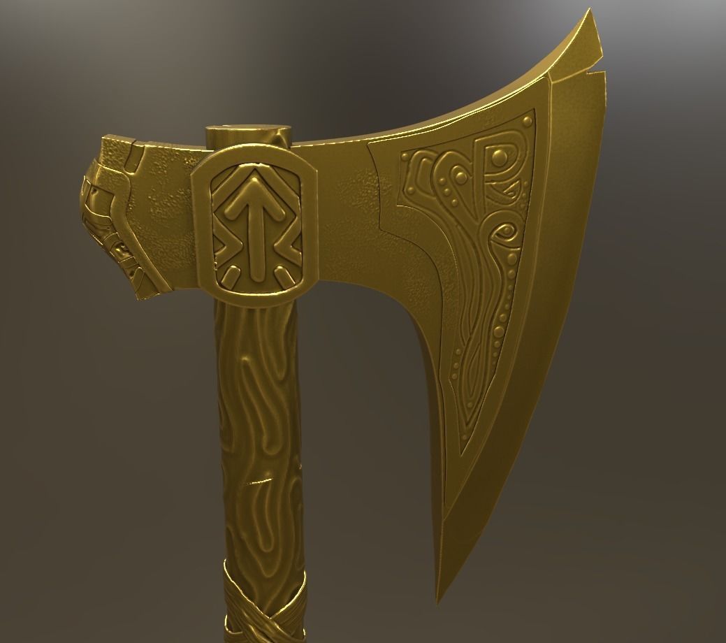Nordic Gold Axe 3D model_2