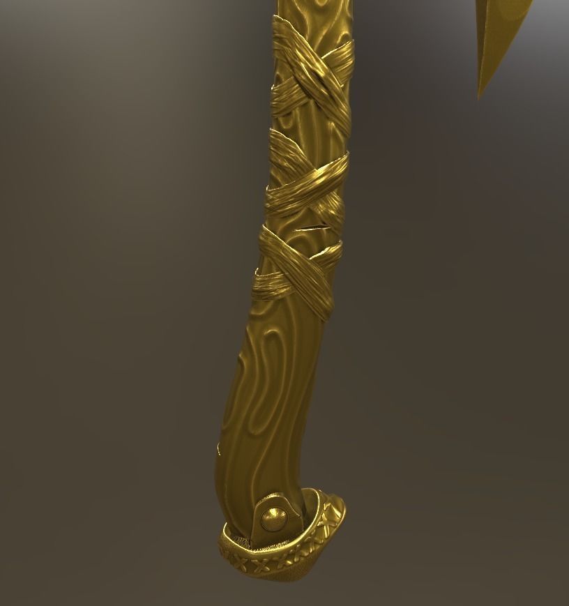 Nordic Gold Axe 3D model_3