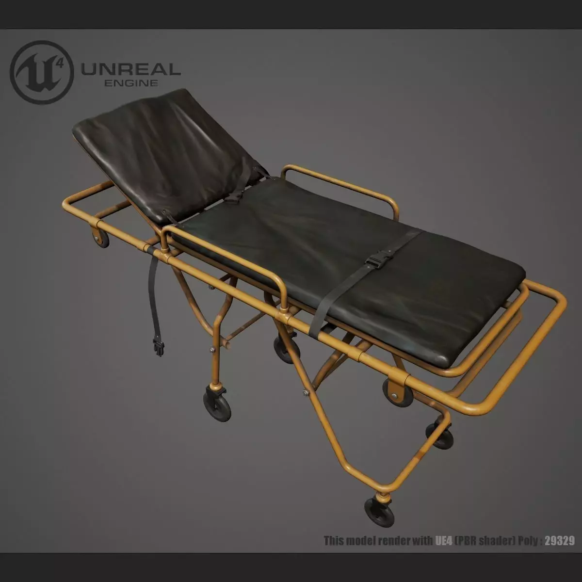 Hospital Bed Low-poly 3D model_0