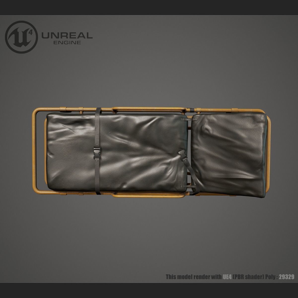 Hospital Bed Low-poly 3D model_3