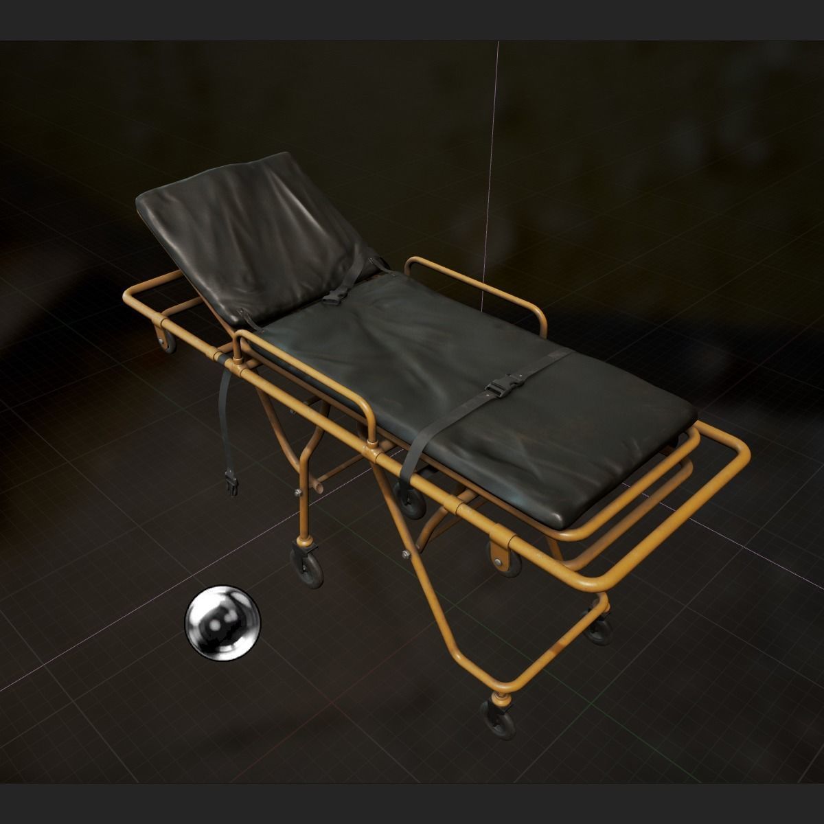 Hospital Bed Low-poly 3D model_8