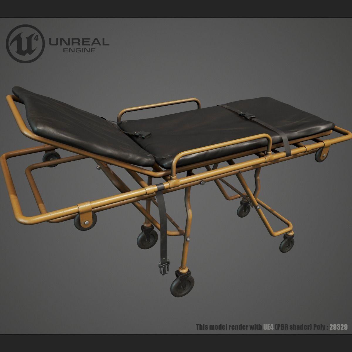 Hospital Bed Low-poly 3D model_1