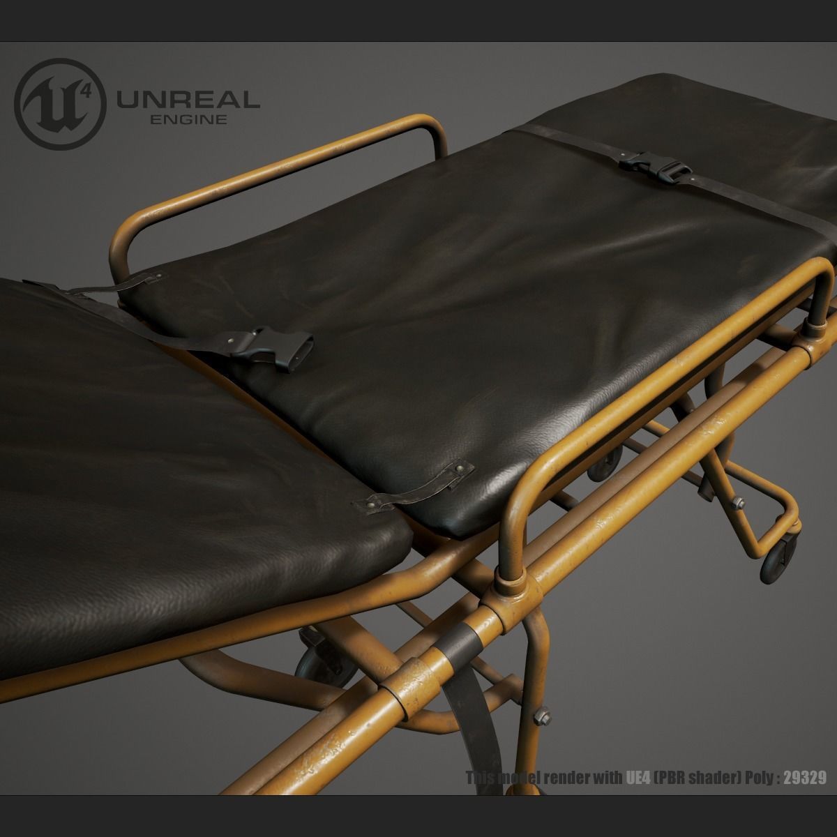 Hospital Bed Low-poly 3D model_4