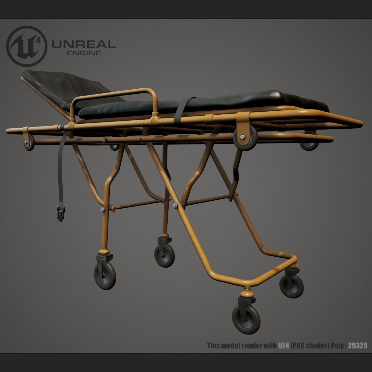 Hospital Bed Low-poly 3D model_5