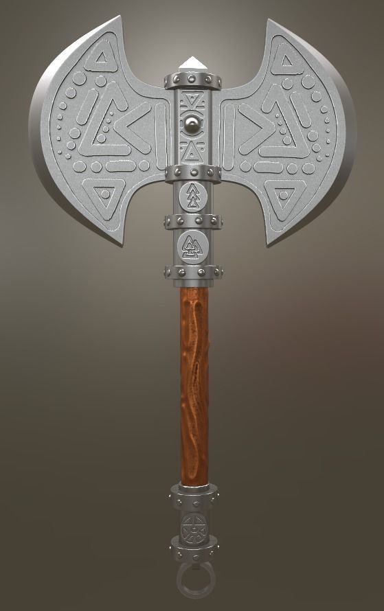 Brutal Nordic Axe 3D model_3