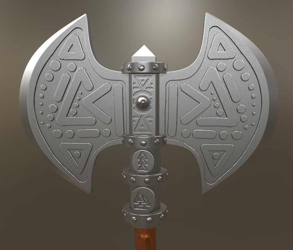 Brutal Nordic Axe 3D model_2