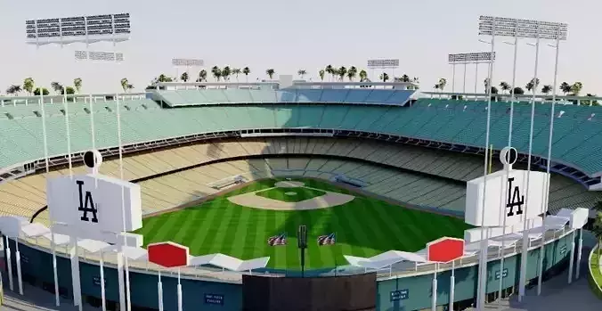 Dodger Stadium - Los Angeles Low-poly 3D model