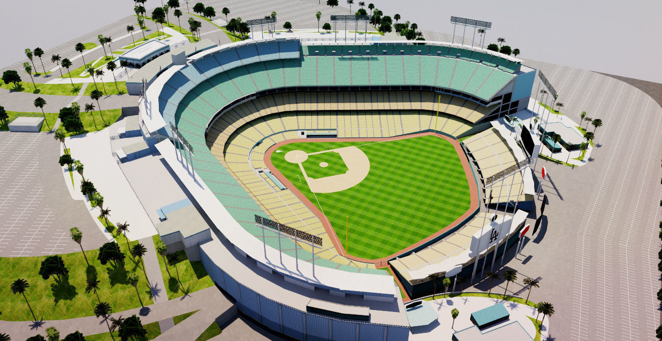 Dodger Stadium - Los Angeles Low-poly 3D model_2