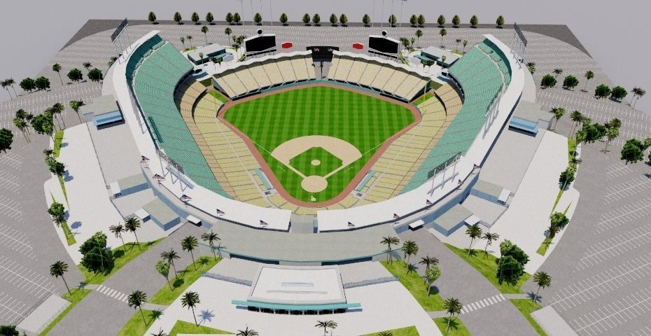 Dodger Stadium - Los Angeles Low-poly 3D model_1