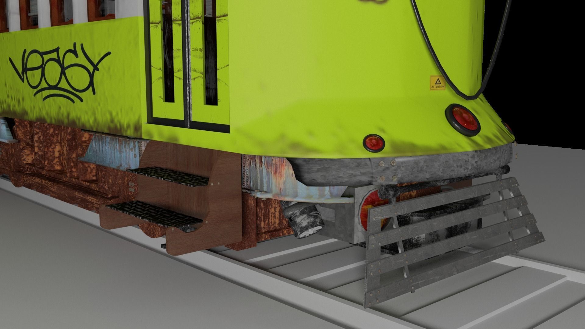 Electric Train Full Textured PBR Low-poly 3D model_4