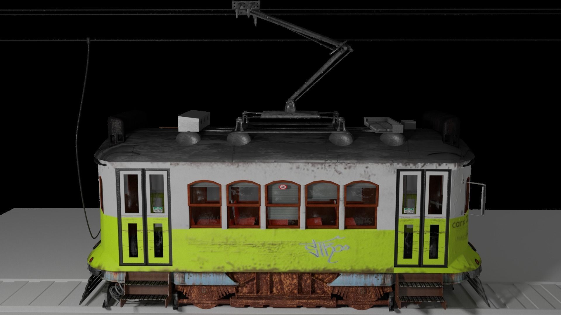 Electric Train Full Textured PBR Low-poly 3D model_1
