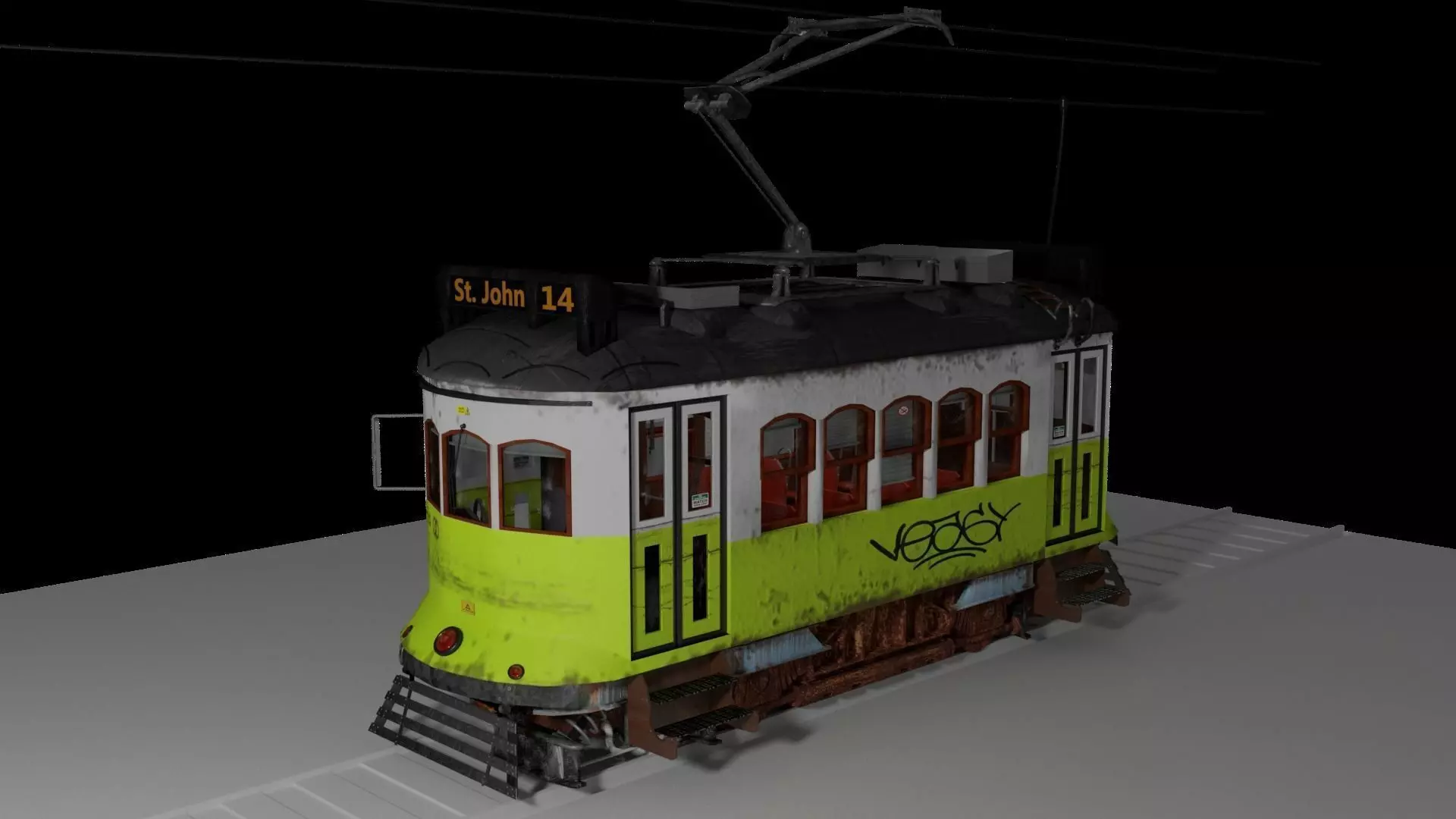 Electric Train Full Textured PBR Low-poly 3D model_0