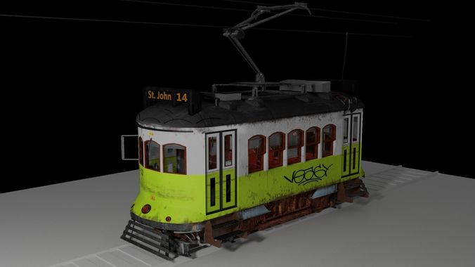 Electric Train Full Textured PBR Low-poly 3D model