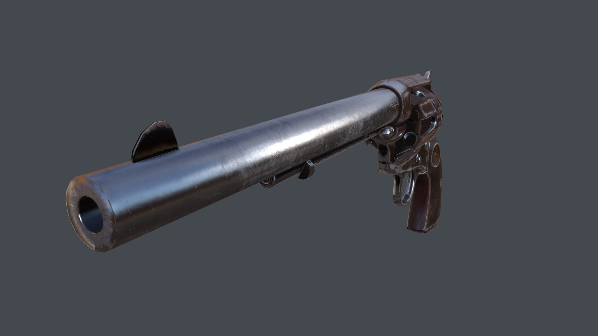Colt Revolver outdated Low-poly 3D model_2