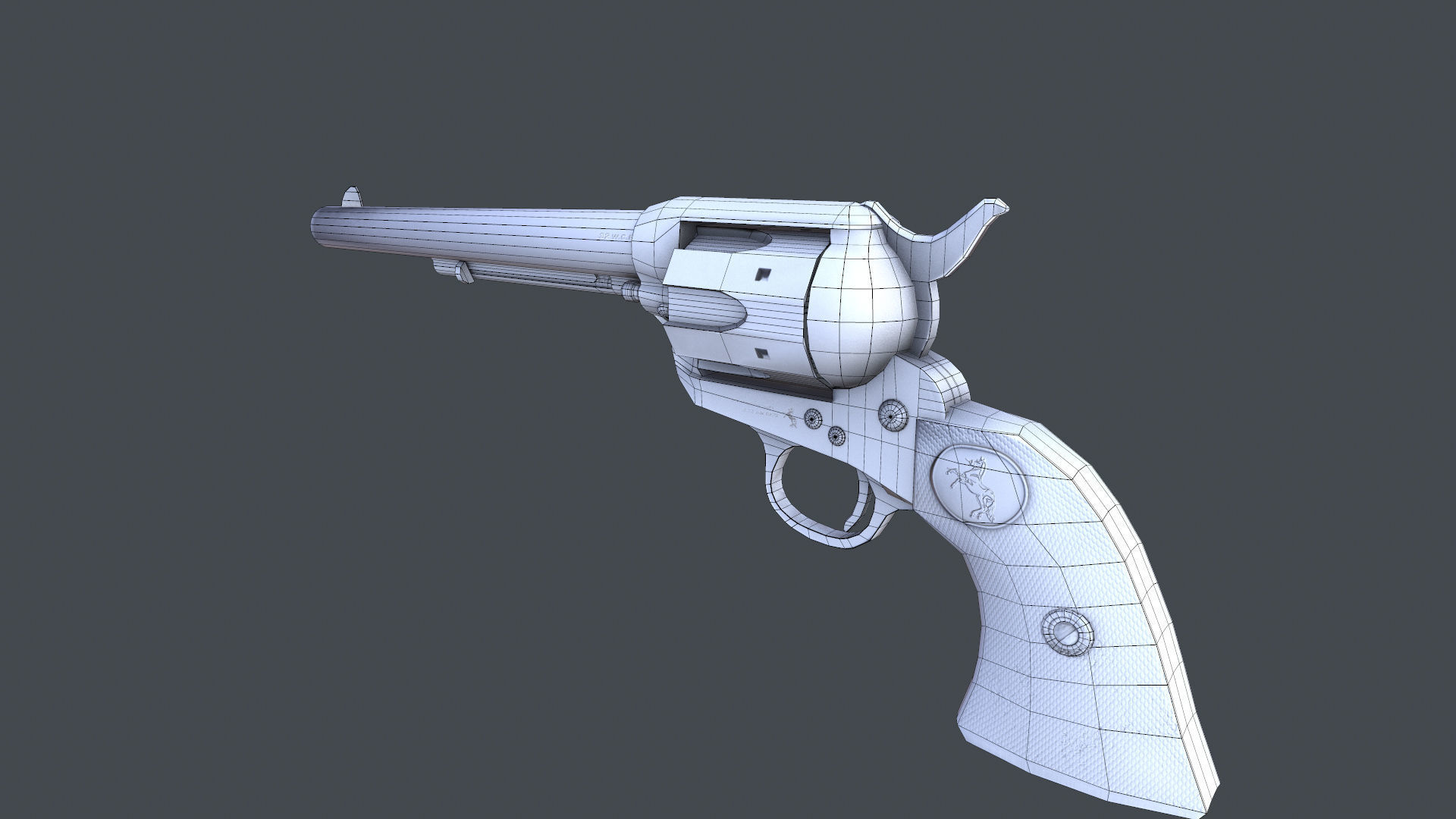 Colt Revolver outdated Low-poly 3D model_8