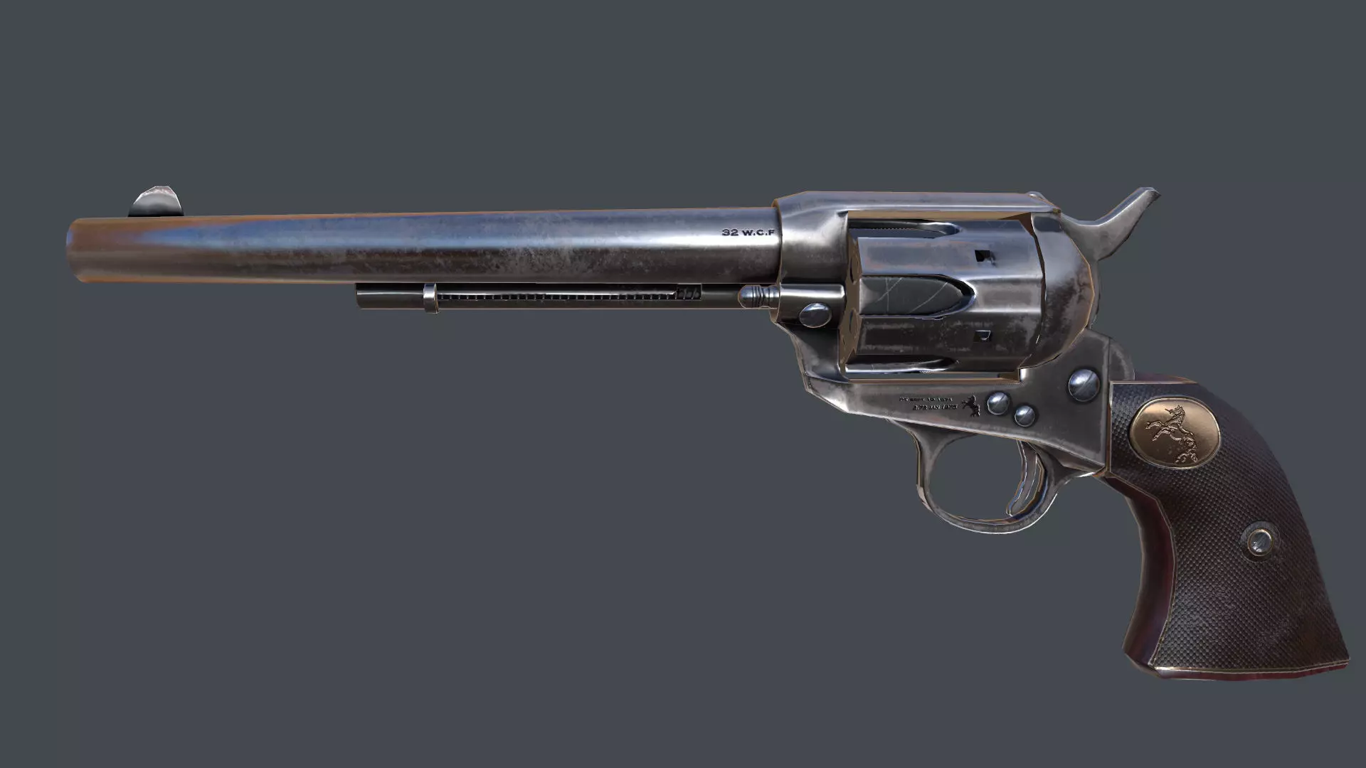 Colt Revolver outdated Low-poly 3D model_0