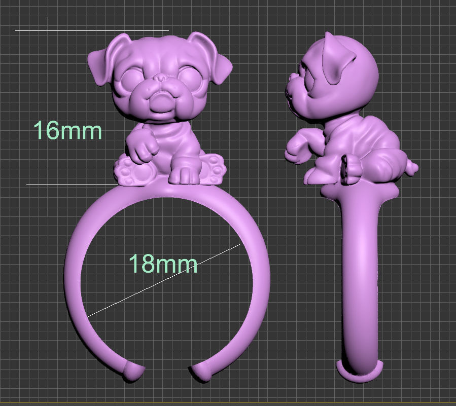 ring dog 3d model 3D print model_4