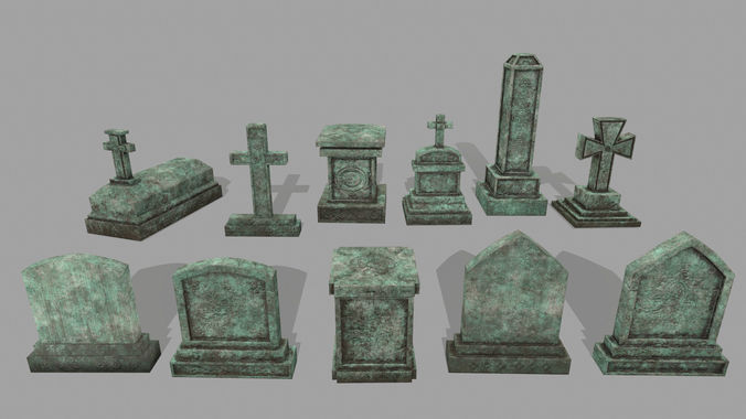tombstone 1 gravestones and crosses Low-poly 3D model