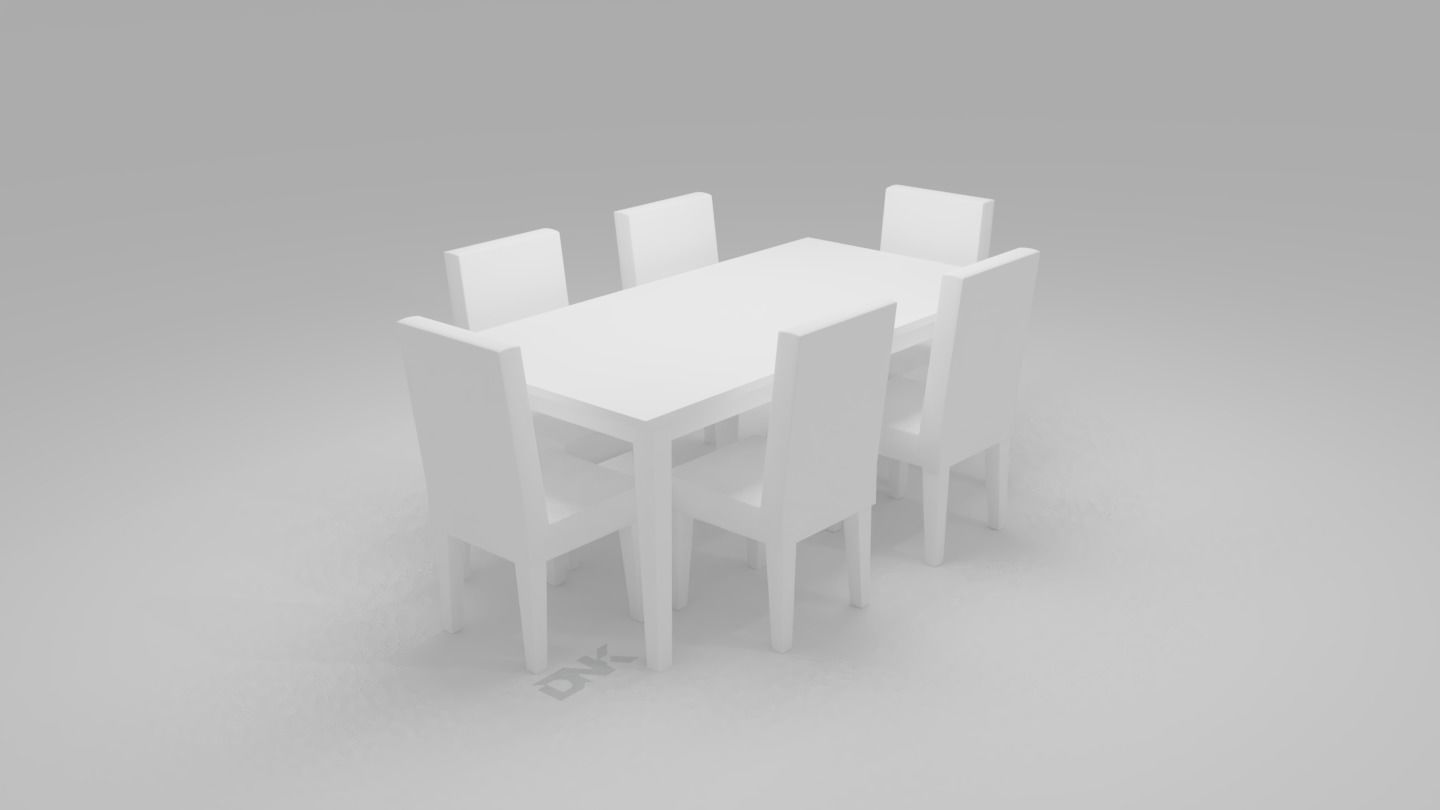 Dinning Table Low-poly 3D model_1