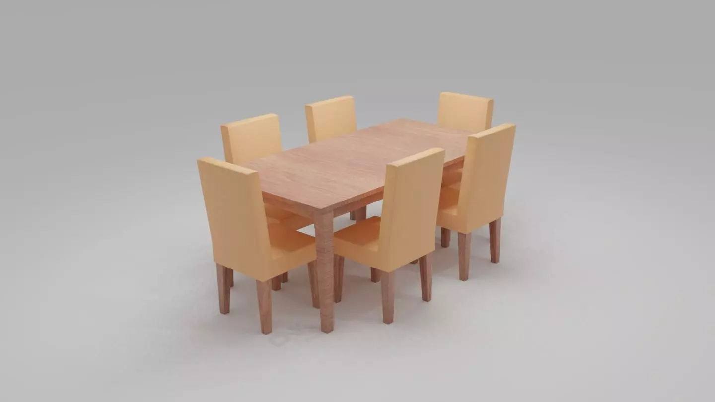 Dinning Table Low-poly 3D model_0