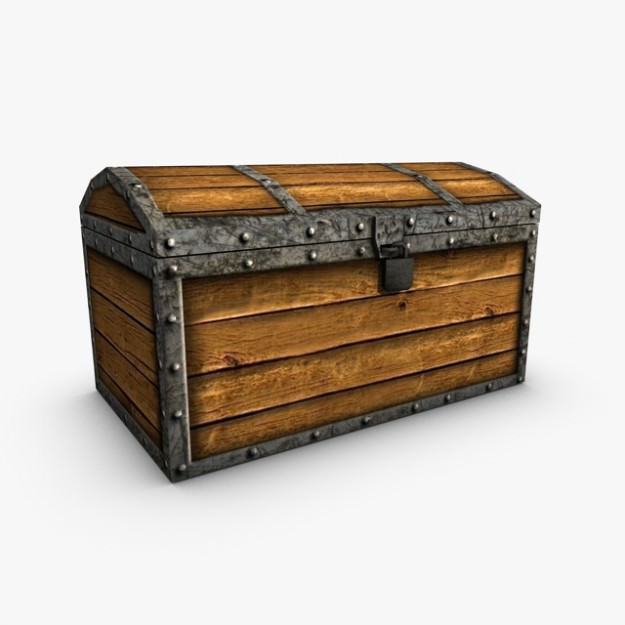 Low poly chest with treasure Low-poly 3D model_3