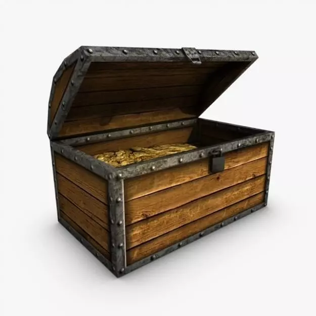 Low poly chest with treasure Low-poly 3D model_0