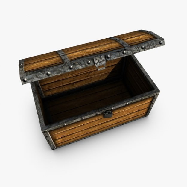 Low poly chest with treasure Low-poly 3D model_4