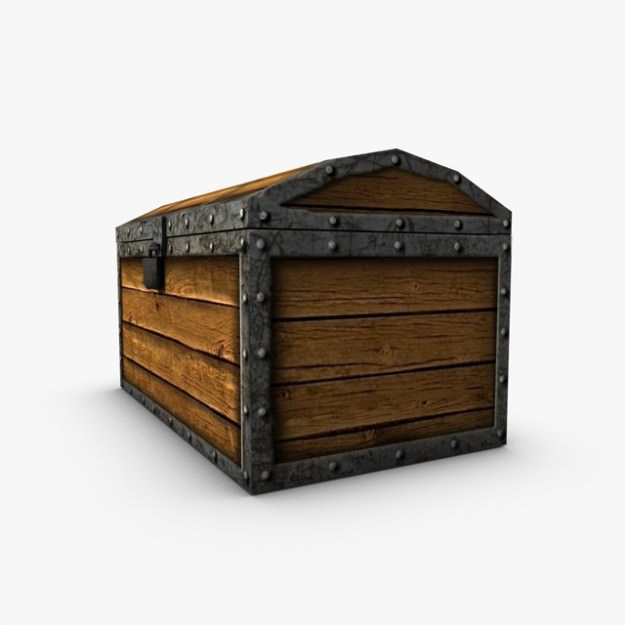 Low poly chest with treasure Low-poly 3D model_2