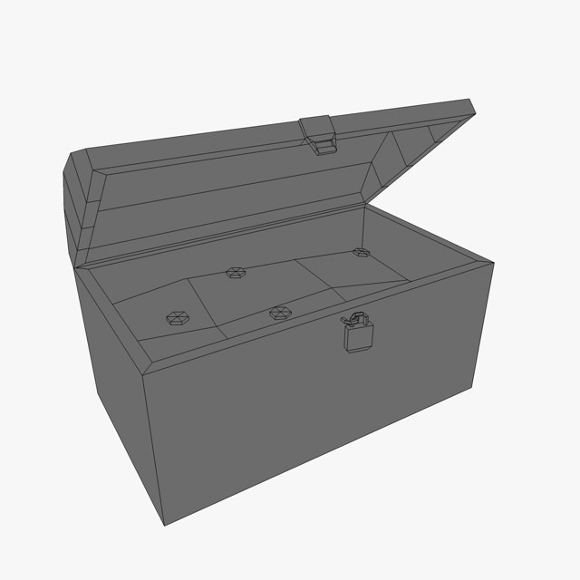 Low poly chest with treasure Low-poly 3D model_7
