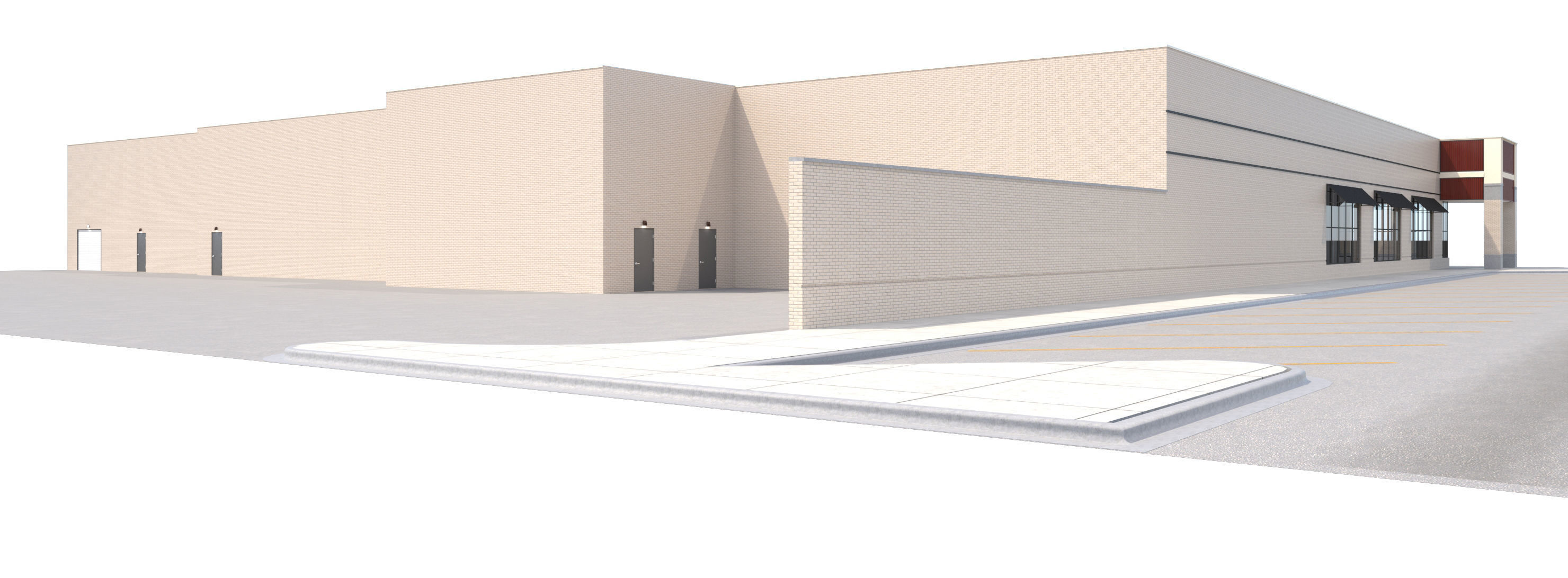 Retail-035 Retail Mall Building 3D model_4