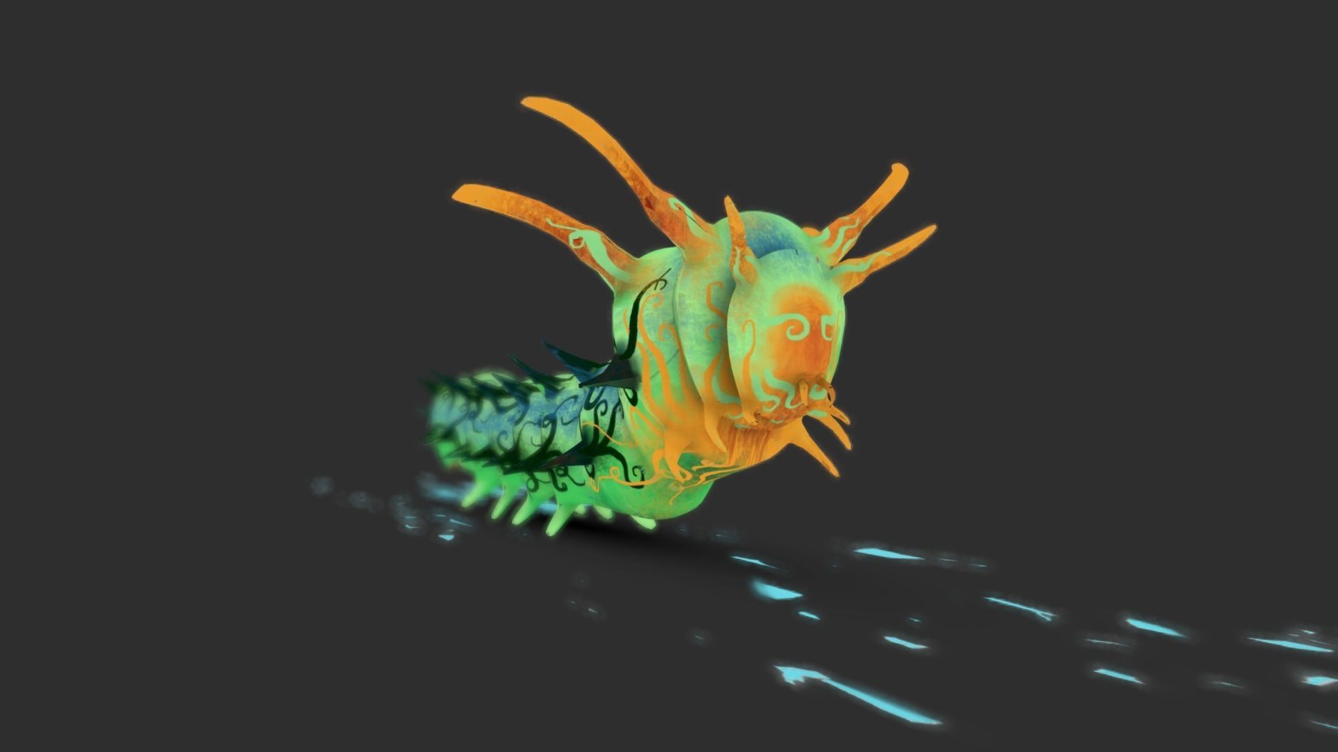 Horned Devil Caterpillar Low-poly 3D model_4