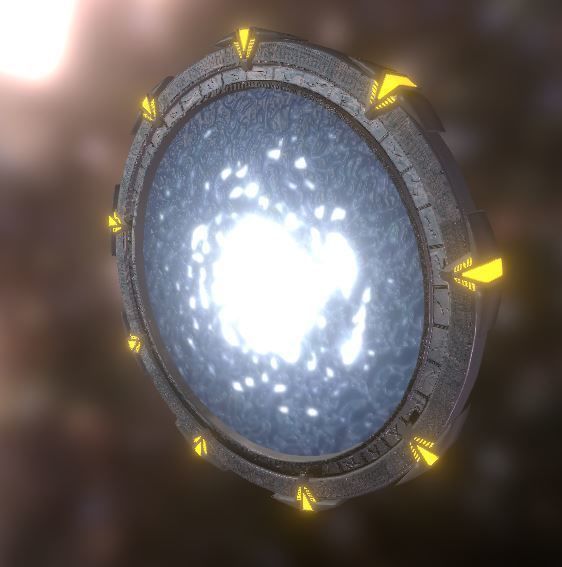 Stargate spaceship orbiting star Free low-poly 3D model_1