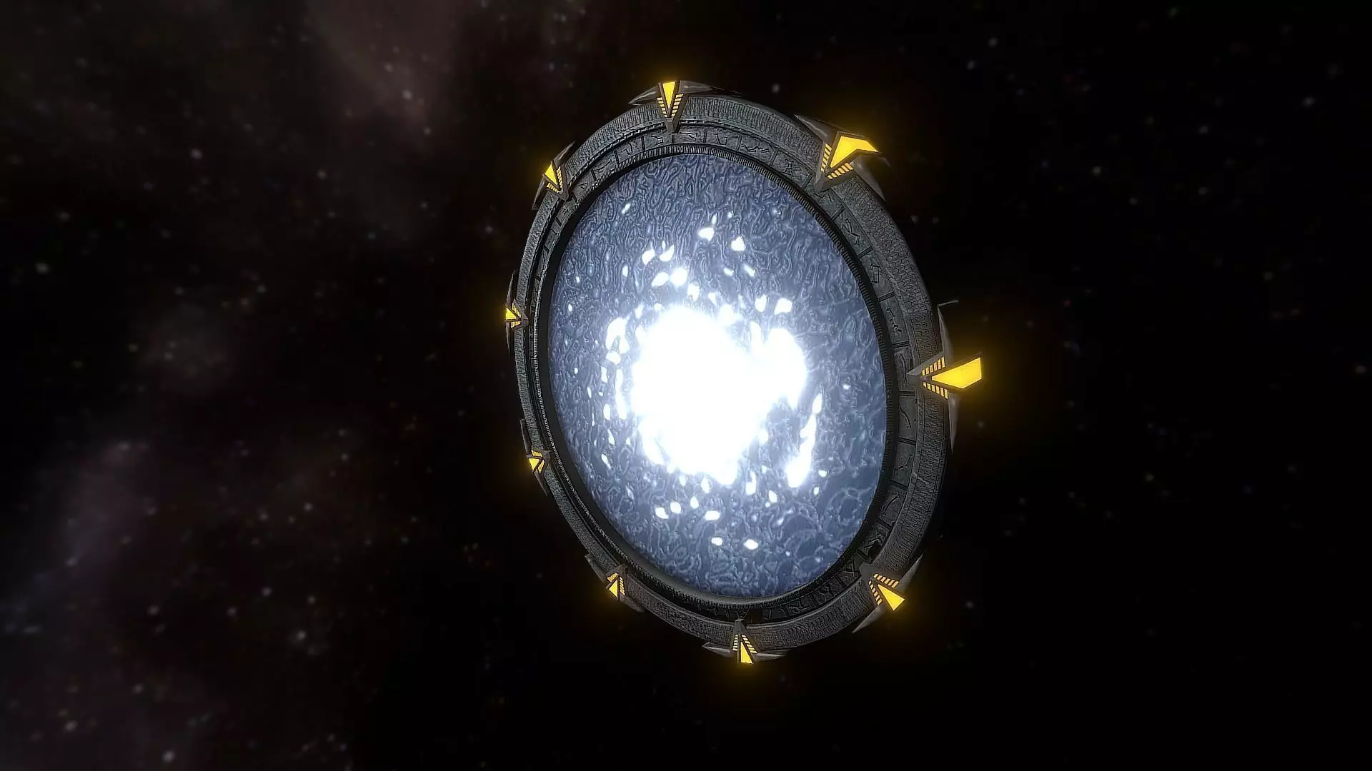 Stargate spaceship orbiting star Free low-poly 3D model_0