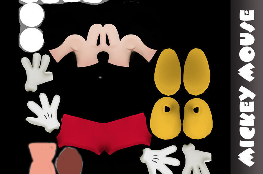 Mickey mouse rigged Low-poly 3D model_8