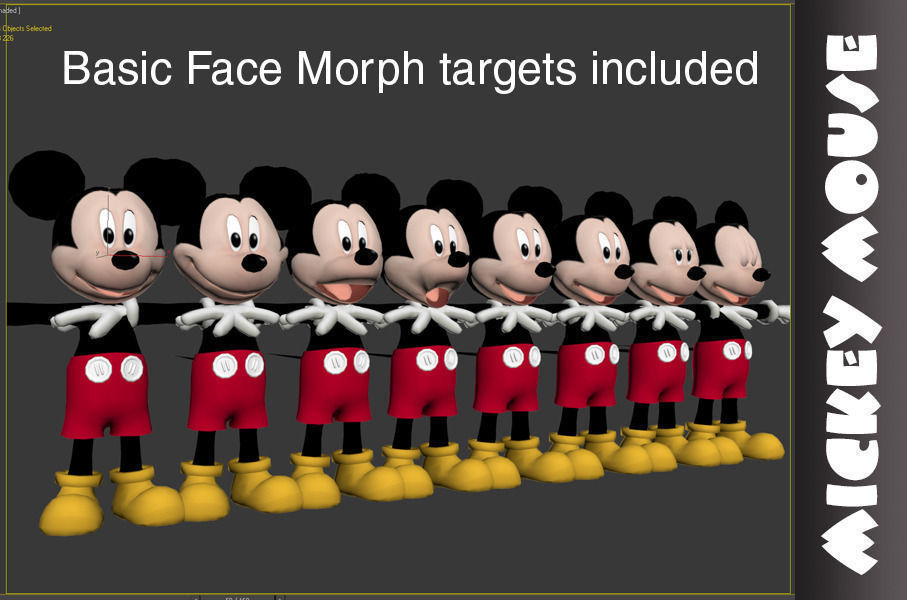 Mickey mouse rigged Low-poly 3D model_9