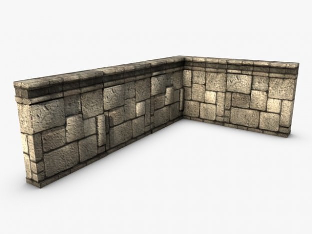 low poly stone wall module Low-poly 3D model_5