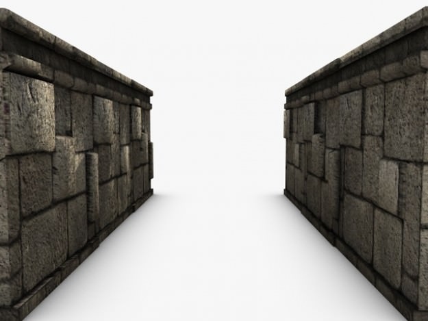 low poly stone wall module Low-poly 3D model_4