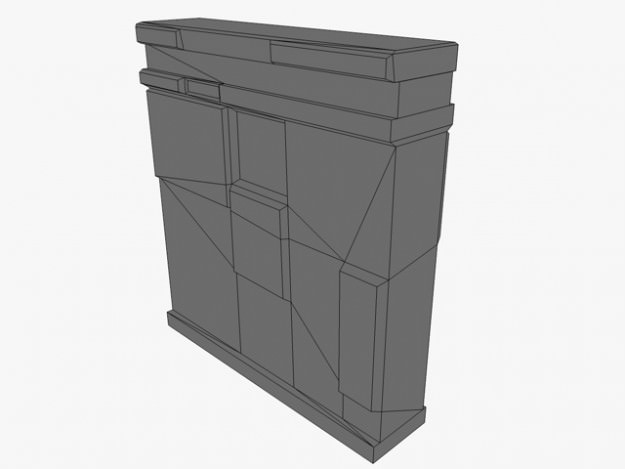 low poly stone wall module Low-poly 3D model_8