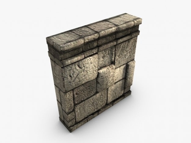 low poly stone wall module Low-poly 3D model_2
