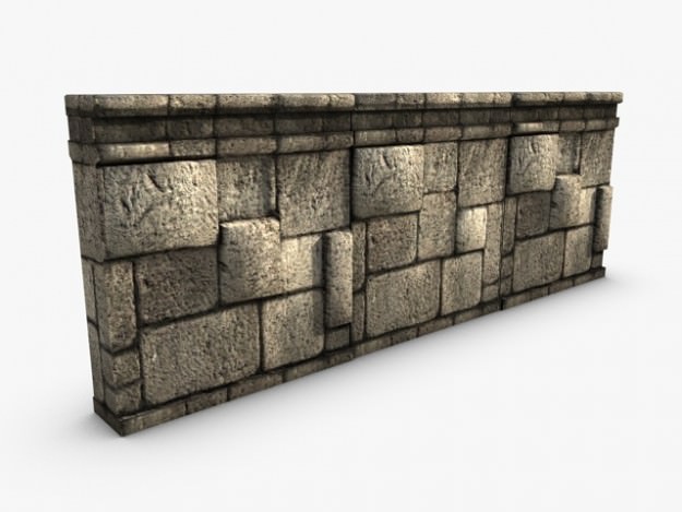 low poly stone wall module Low-poly 3D model_3