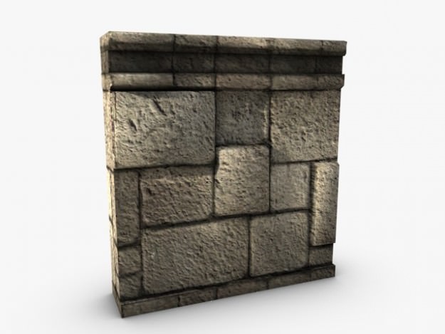 low poly stone wall module Low-poly 3D model_1