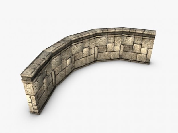 low poly stone wall module Low-poly 3D model_6
