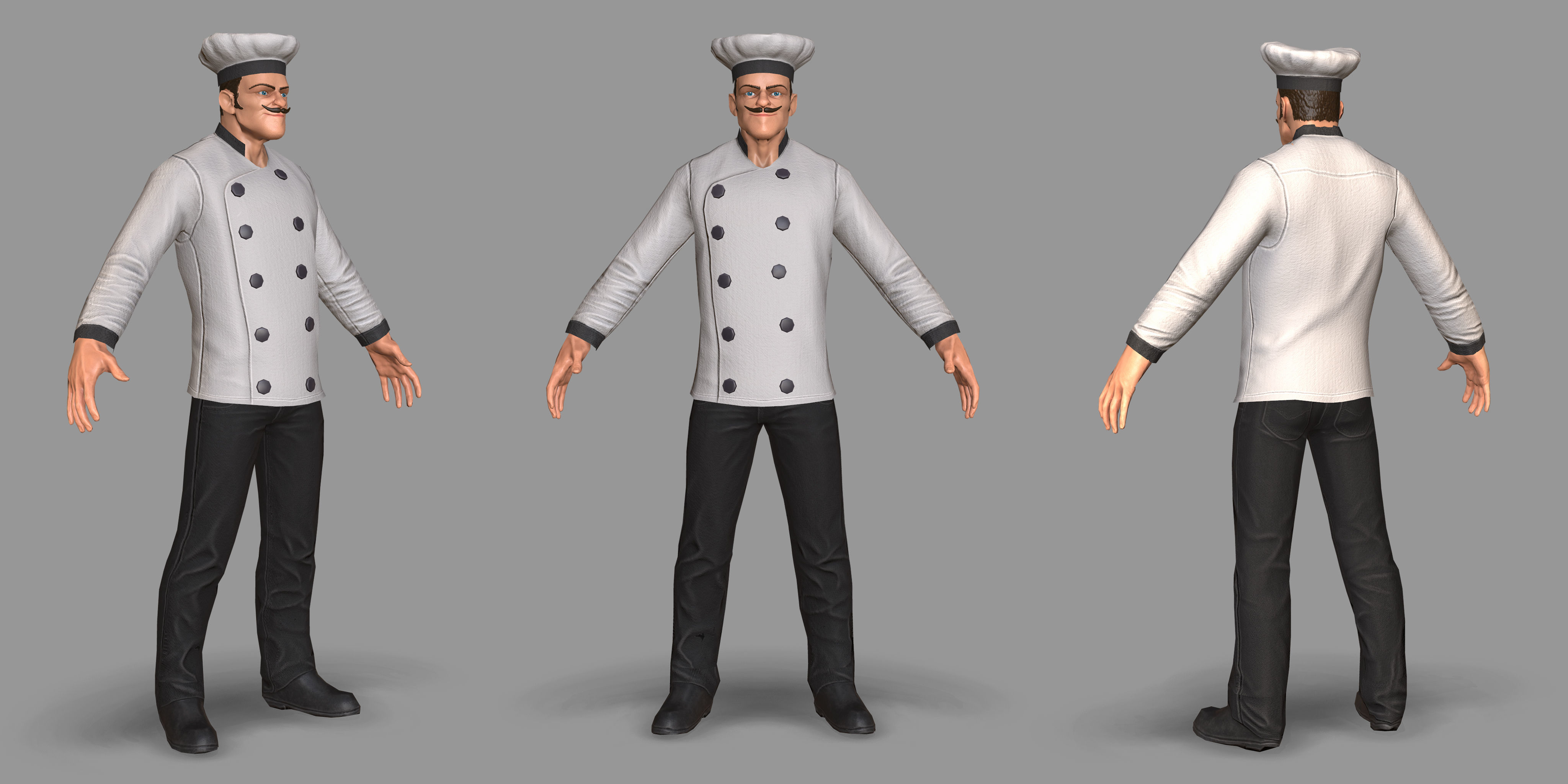 Kitchen Chef Low-poly 3D model_8